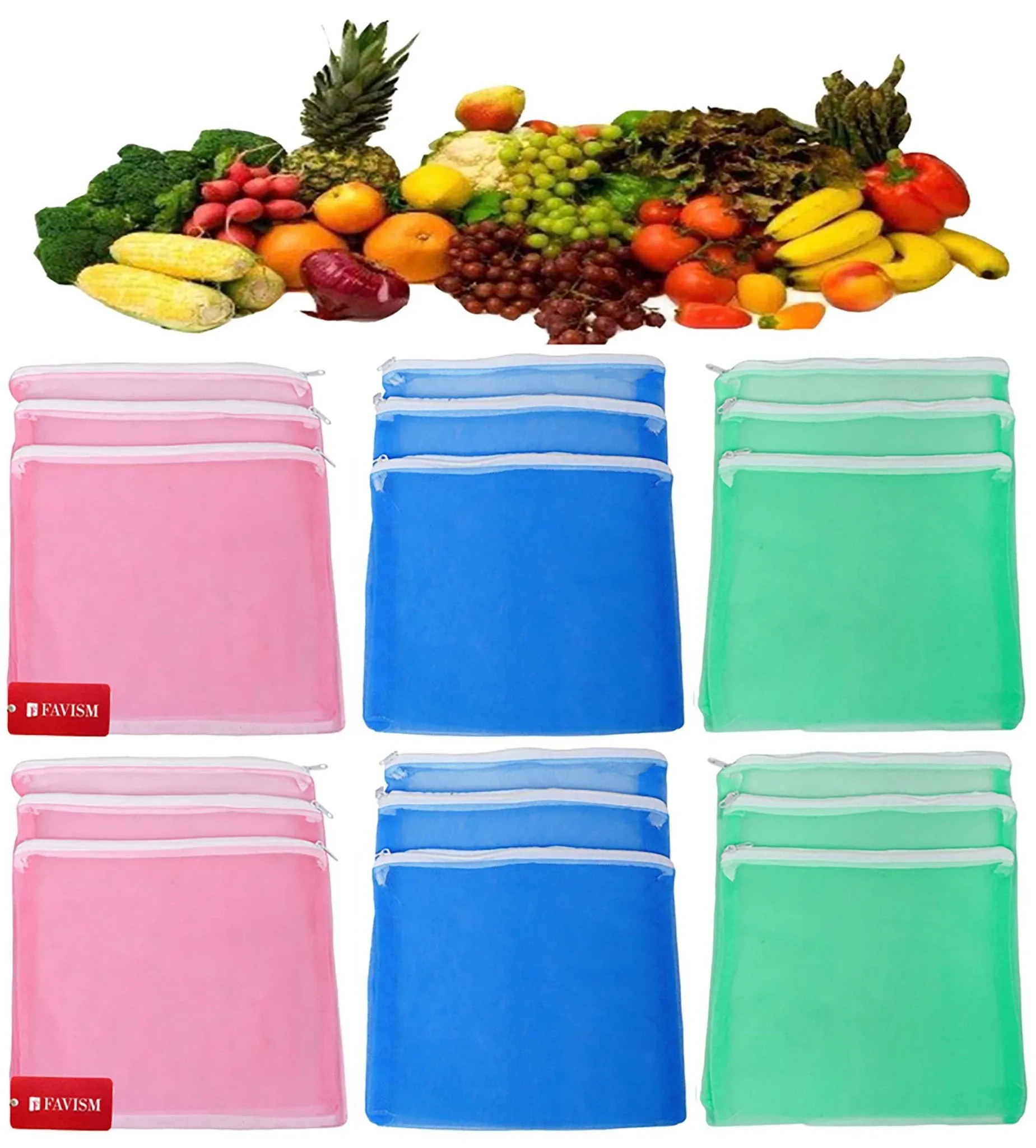 Reusable fruits bags | vegetable bags I grocery bags pack of 18 pcs.