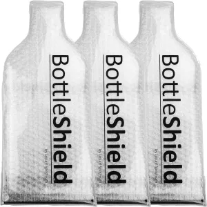 Reusable Wine Protector Travel Bag by Bottle Shield (3-pack) - Unbreakable Bottle Shipping Sleeve, Leak Proof & Double Layer Bottle Bubble Cusion Wrap Sleeve | Wine Travel Bags for Suitcase Luggage