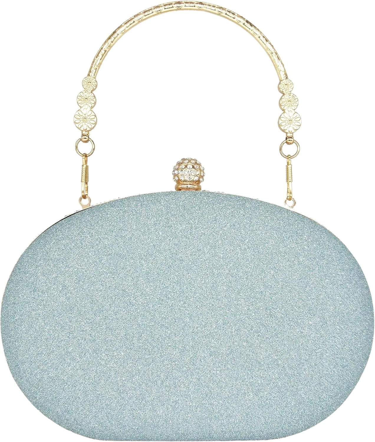Rhinestone Clutch Purses for Women Evening Wedding Formal - Round Pearl Clasp Handbag - Crystal Diamond Bag