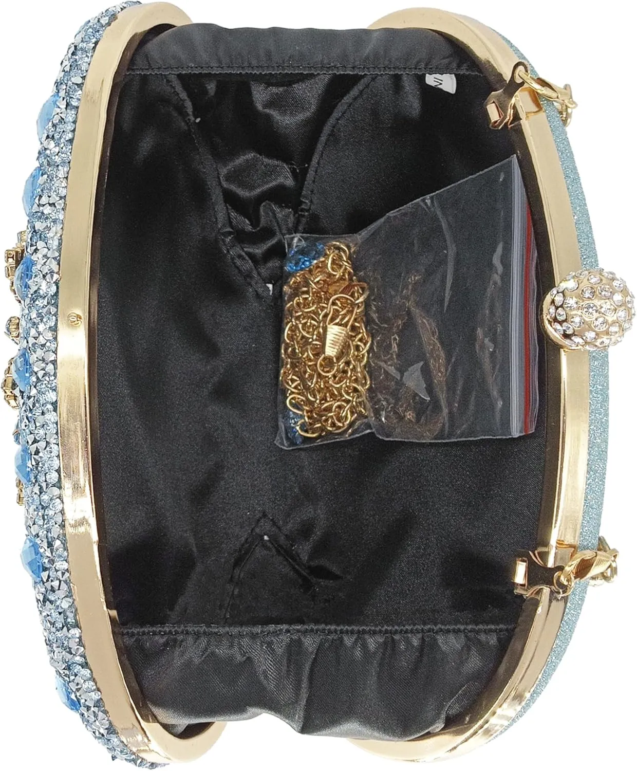 Rhinestone Clutch Purses for Women Evening Wedding Formal - Round Pearl Clasp Handbag - Crystal Diamond Bag