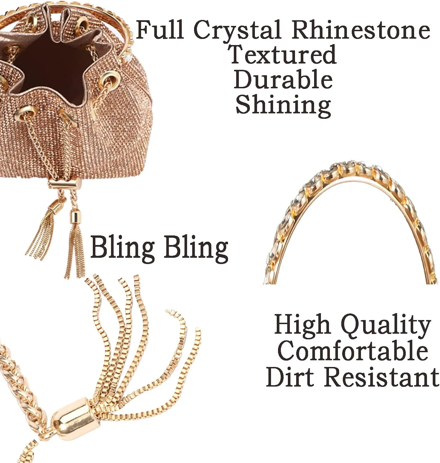 Rhinestone Evening Bags for Womens, Chic Crystal Sparkly Evening Purse Handbag Hobo Bag