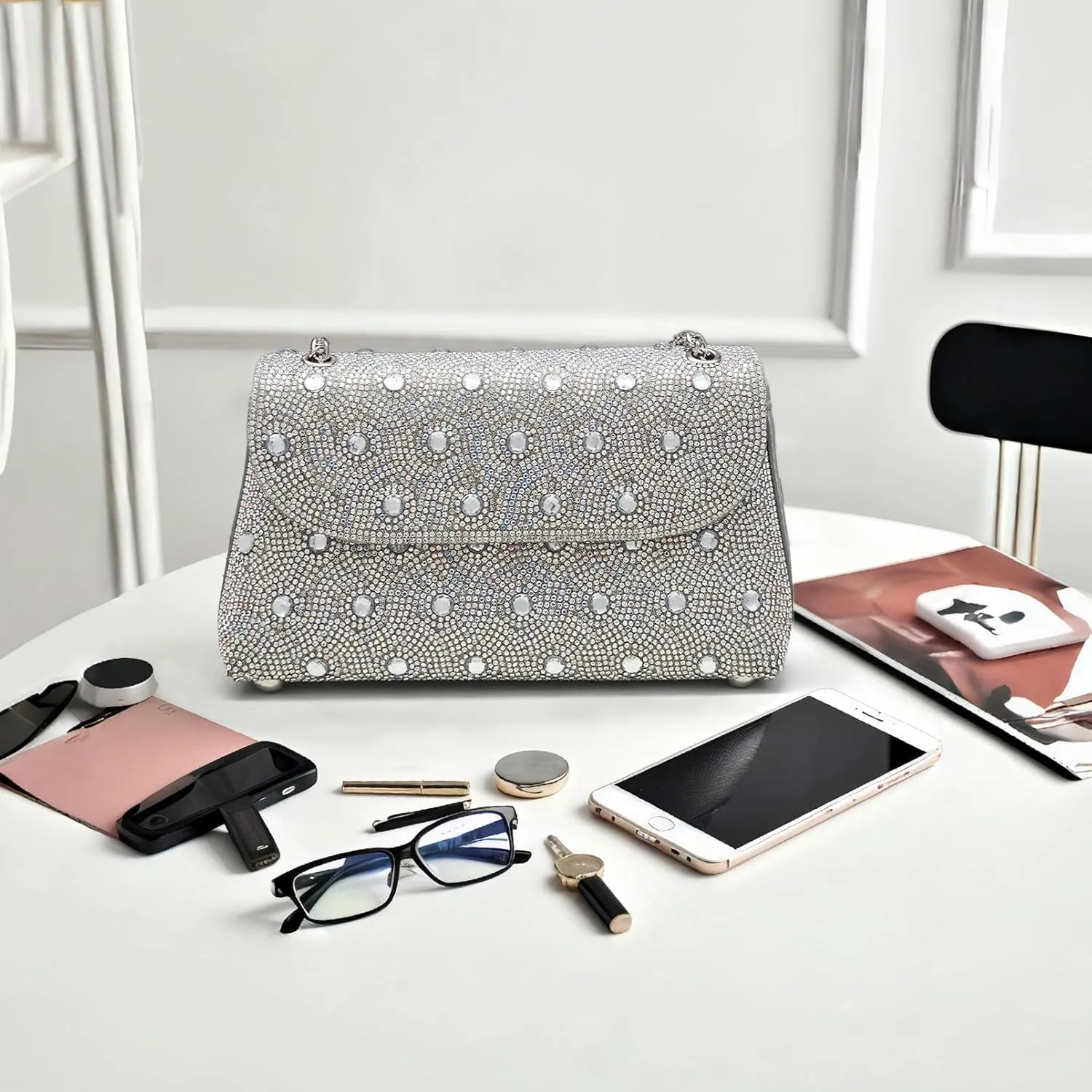 Rhinestone Evening Clutch Purse - Sparkling Evening Purse Clutch Bag for Women, Ideal for Weddings, Parties, Prom