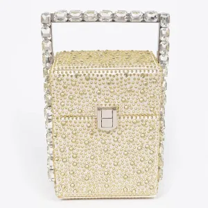Rhinestone Handle Stoned Party Clutch