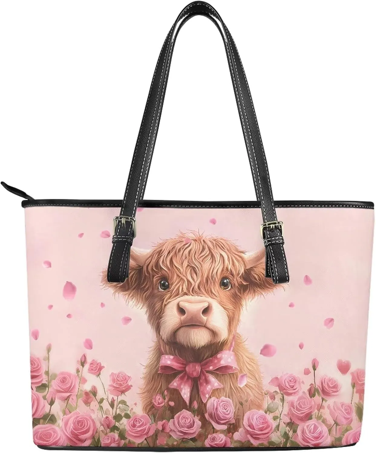 Rnyleeg Tote Bag for Women Leather Shoulder Bag for Work Waterproof Handbag with Zipper for Ladies Daily Life Travel