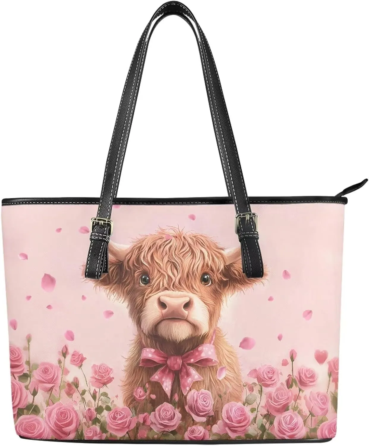 Rnyleeg Tote Bag for Women Leather Shoulder Bag for Work Waterproof Handbag with Zipper for Ladies Daily Life Travel