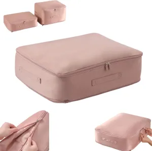 Romancte Ultra Space Saving Self Compression Organizer, Spiritukal Storage Bag Large Capacity, Self Compression Storage Bags for Comforters,Clothes, Blankets (Pink,Large)