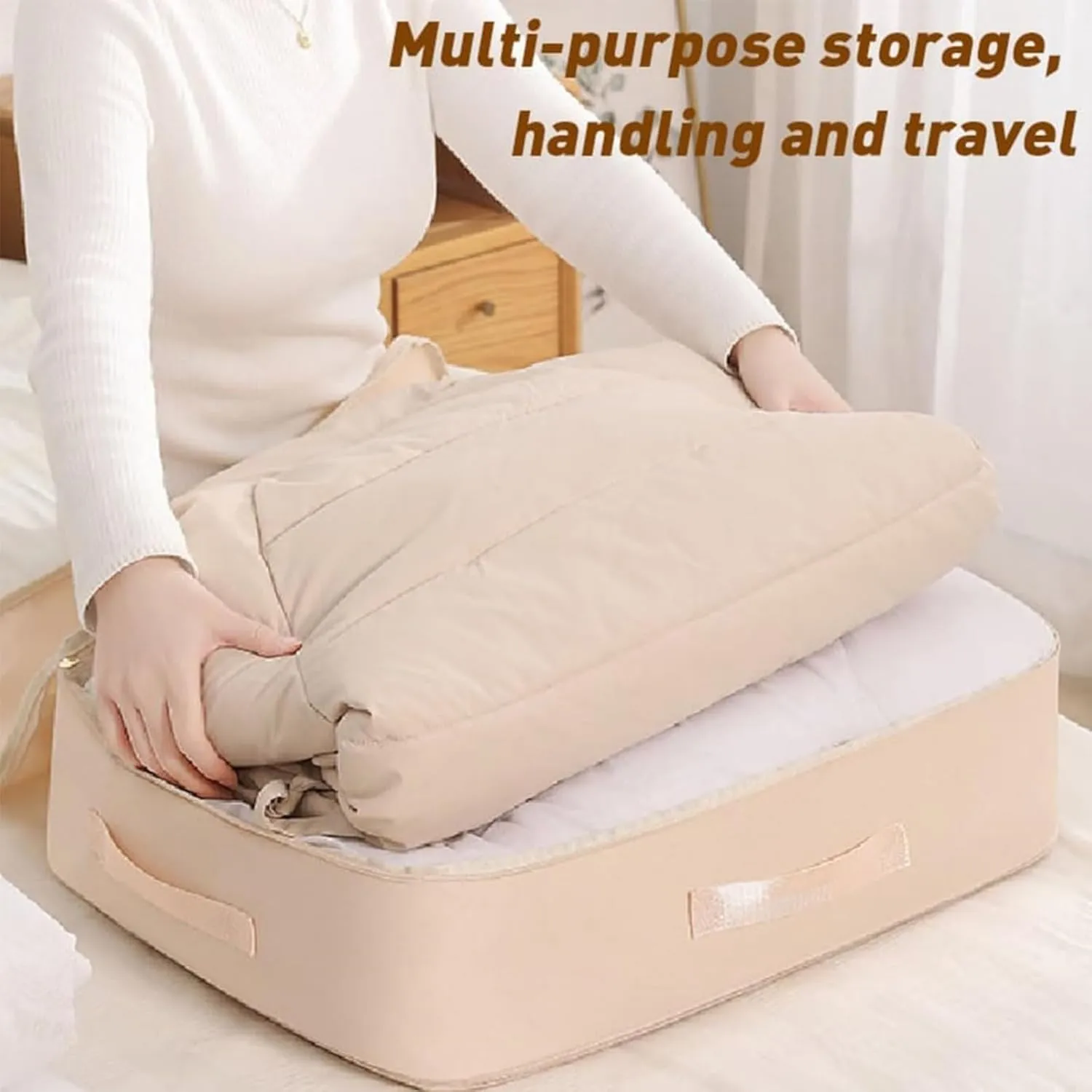 Romancte Ultra Space Saving Self Compression Organizer, Spiritukal Storage Bag Large Capacity, Self Compression Storage Bags for Comforters,Clothes, Blankets (Pink,Large)
