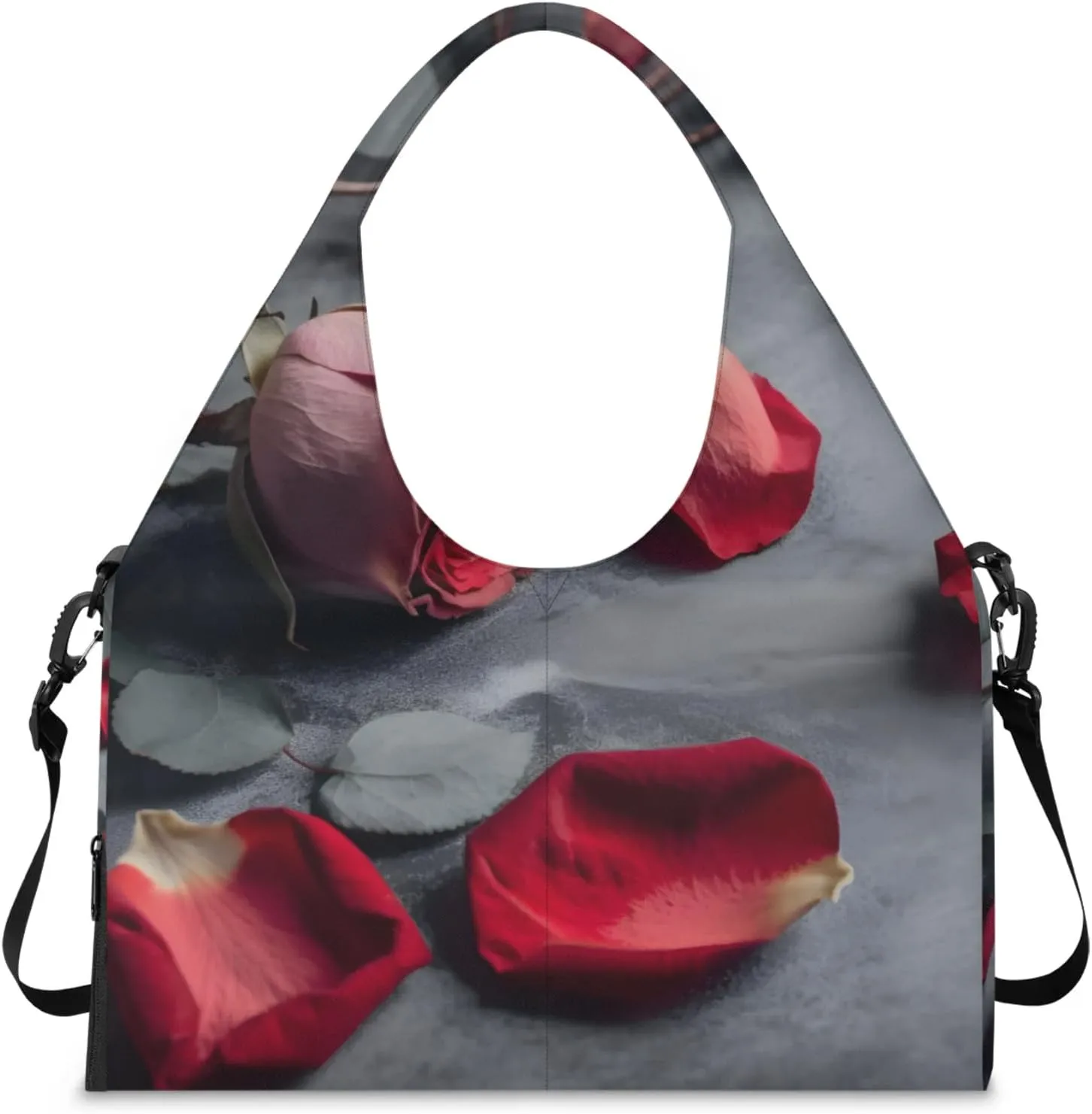 Rose Fragrant Petals Gym Bag Yoga Mat Tote for Women with Shoes Compartment Lightweight Duffle Travel Carrier Wet Dry Storage Pockets Adjustable Pilates Mats Shoulder Bags for Sport Swim