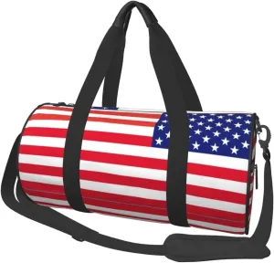 Round Duffle Bag American Flag Patriotic Unisex Travel Bag Duffle Bag