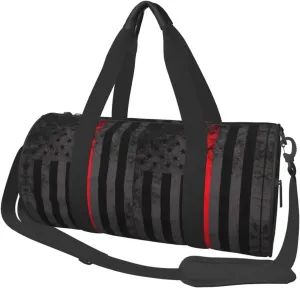 Round Duffle Bag Fire Fighter Thin Red Line Flag Unisex Travel Bag Duffle Bag