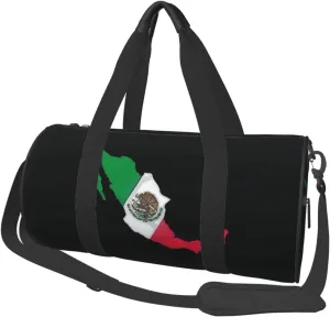 Round Duffle Bag Mexico Flag Map Unisex Travel Bag Duffle Bag