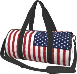 Round Duffle Bag USA Flag Unisex Travel Bag Duffle Bag