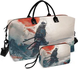 Samurai Waves Warrior Travel Duffel Bag, Gym Bags with Multiple Interior Pockets for Men Women Toiletry Purse Included 20.5”x 1.9” x 13.8”