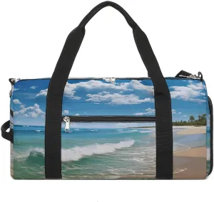 Sandy Beach Gym Bag Travel Duffel Bags for Men Women Large Weekender Bags Carry On Overnight Duffle Bag with Shoe Compartment for Workout