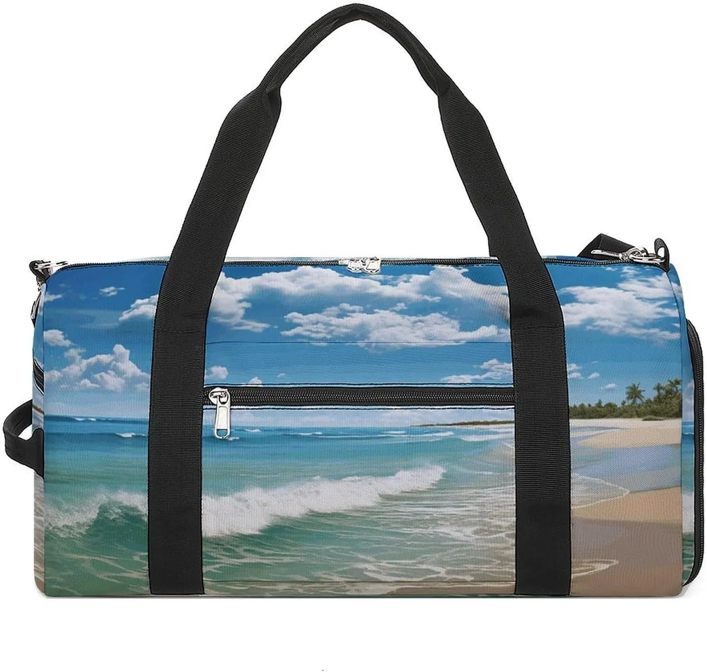 Sandy Beach Gym Bag Travel Duffel Bags for Men Women Large Weekender Bags Carry On Overnight Duffle Bag with Shoe Compartment for Workout