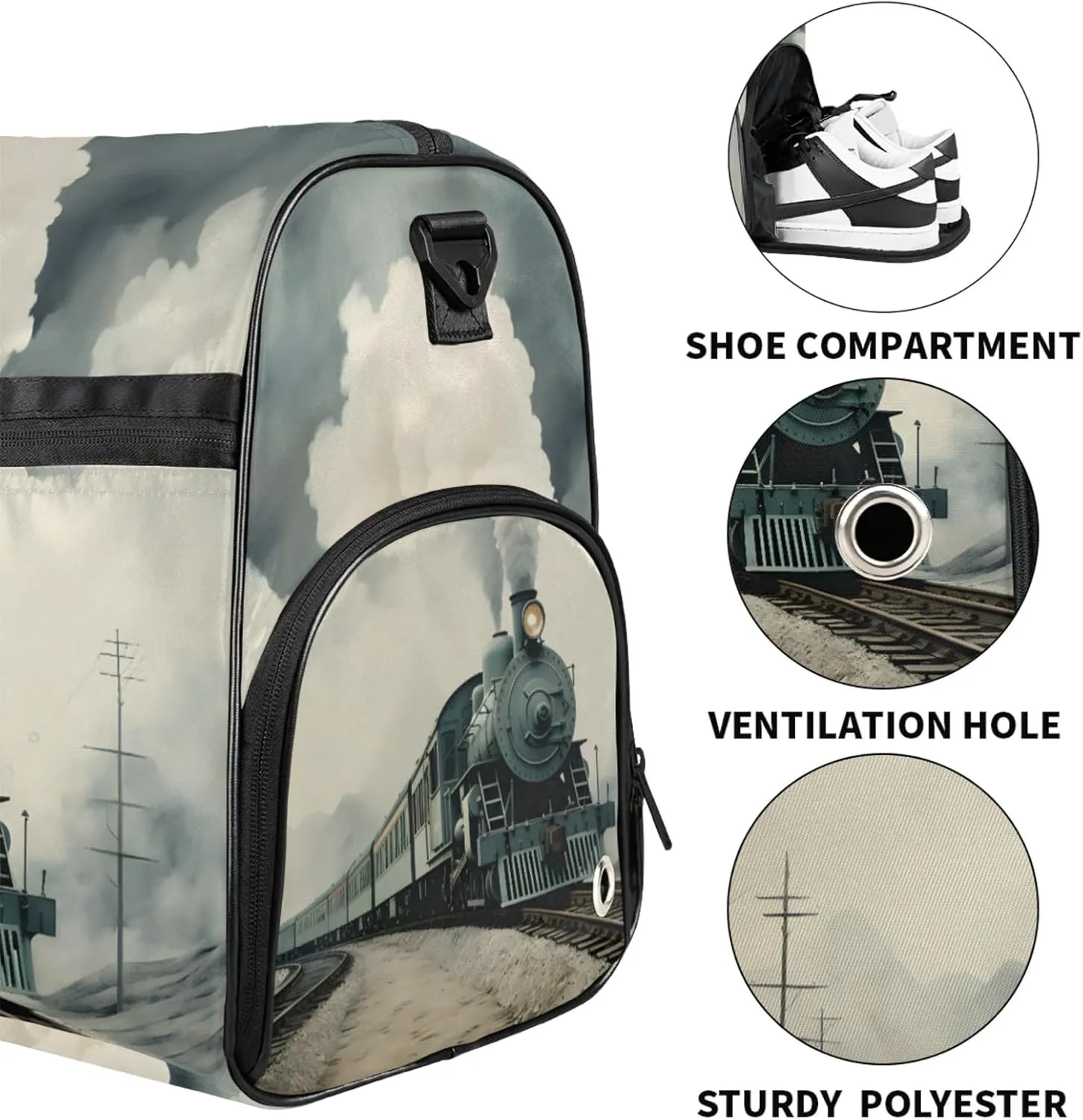 Scenery 43L Gym Duffle Bag for men with Shoe Compartment, Train Overnight Weekender Bag for Women with Shoulder Strap, Ideal for Travel, Gym, Sports