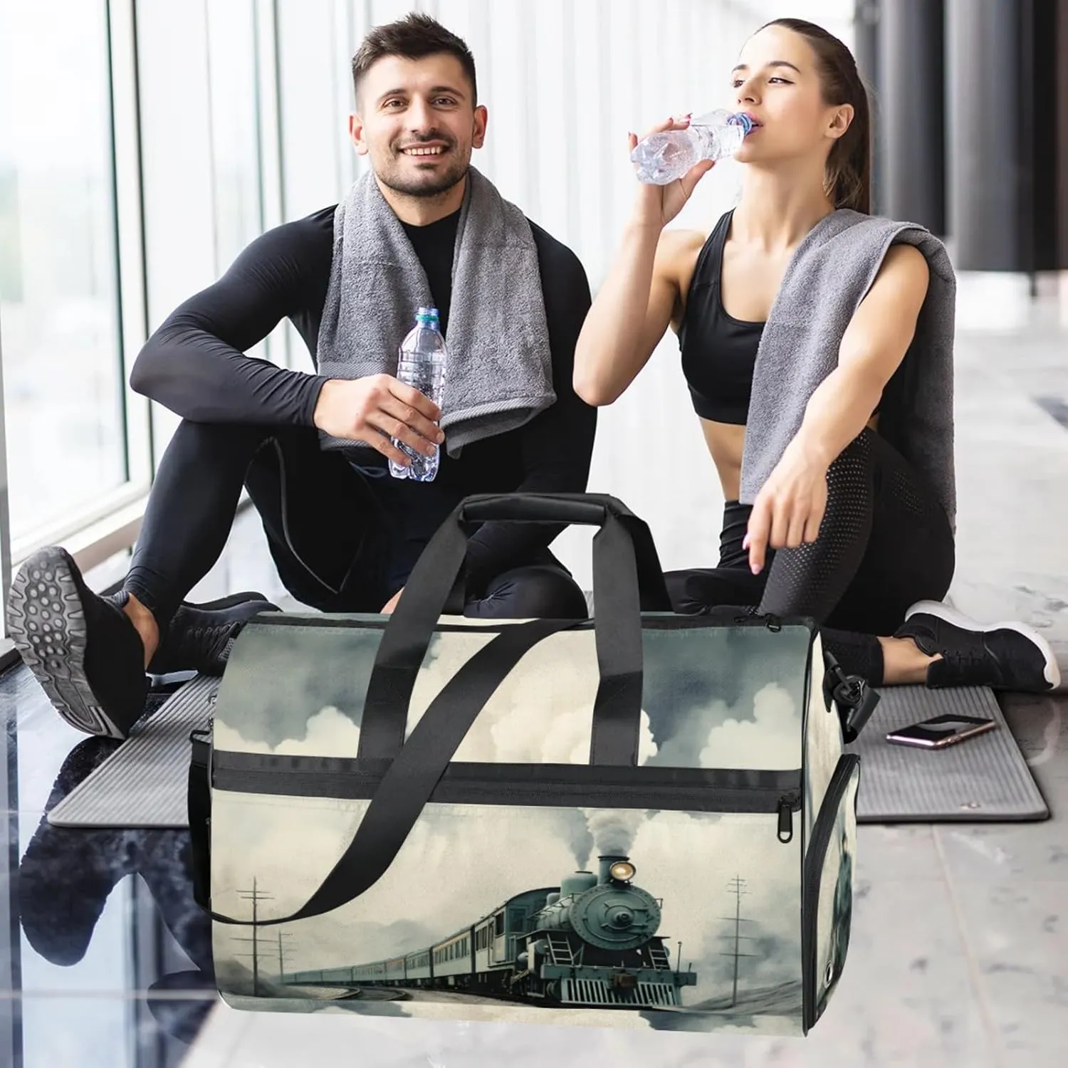 Scenery 43L Gym Duffle Bag for men with Shoe Compartment, Train Overnight Weekender Bag for Women with Shoulder Strap, Ideal for Travel, Gym, Sports