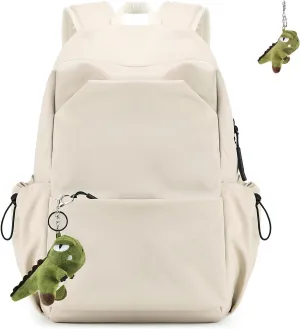 School Backpack for Teens, Lightweight School Bags for Girls Bookbag Casual College Backpack with Furry Doll, Geige