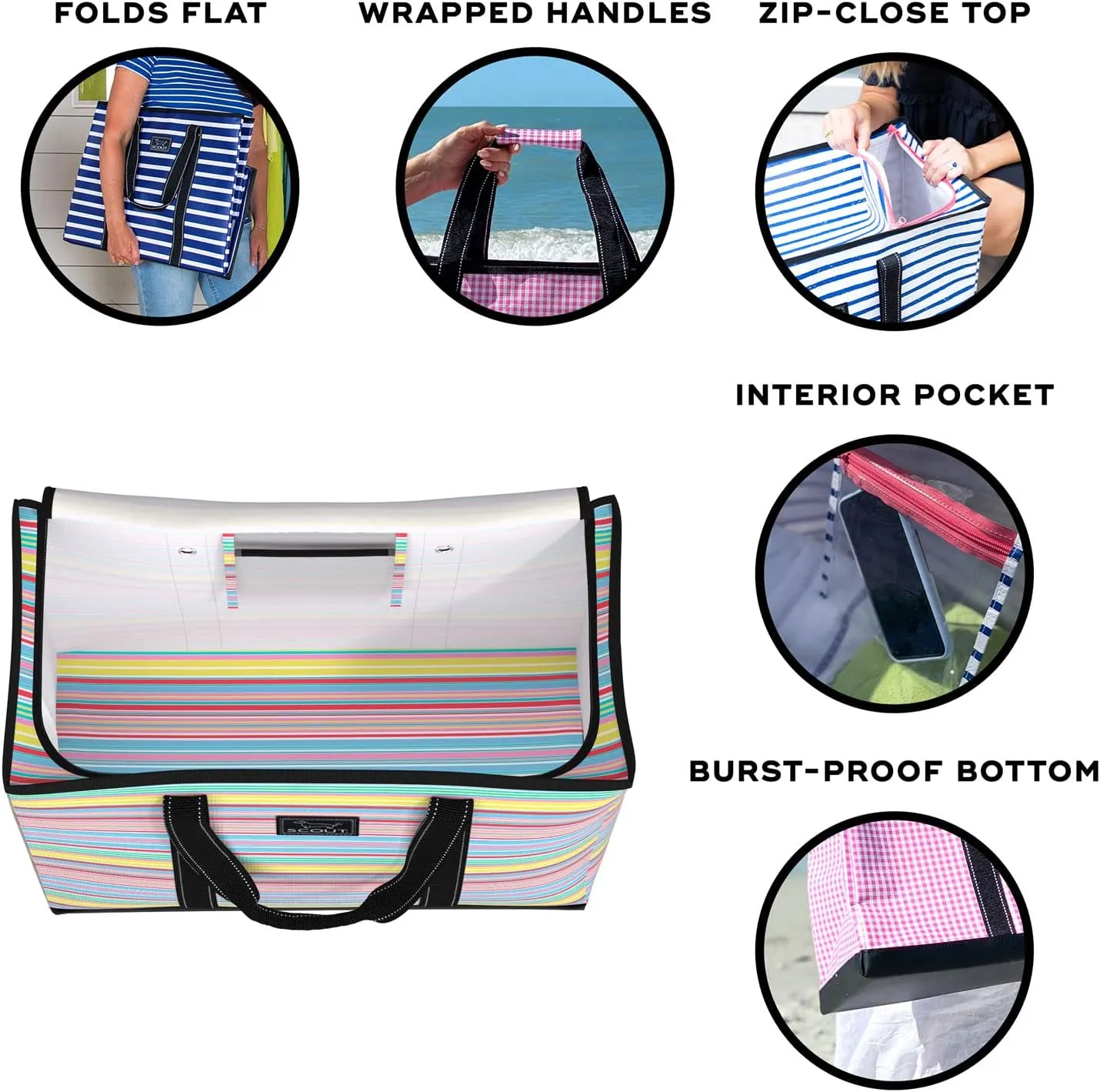 SCOUT 4 Boys Extra Large Tote Bag for Women - Utility Tote with Zipper Closure and Handles - Beach Bag, Storage, Travel Bag