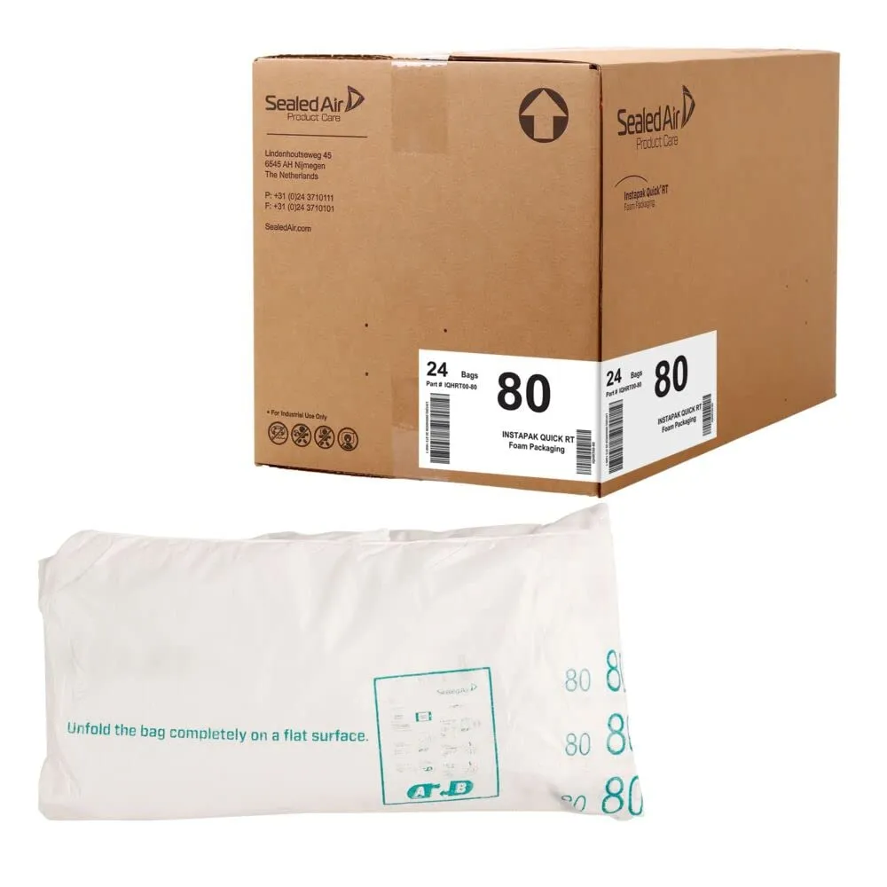 Sealed Air Instapak Quick RT, 80 Bag for 18"x12"x12" Box, Easy to Use, The ultimate protection for fragile shipments, Foam Packaging Bags (Pack of 24), Light Blue (13173)