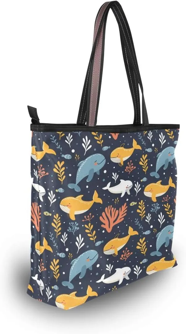 senya Seaweed Whale Cute Shoulder Bags Large Handle Ladies Handbag