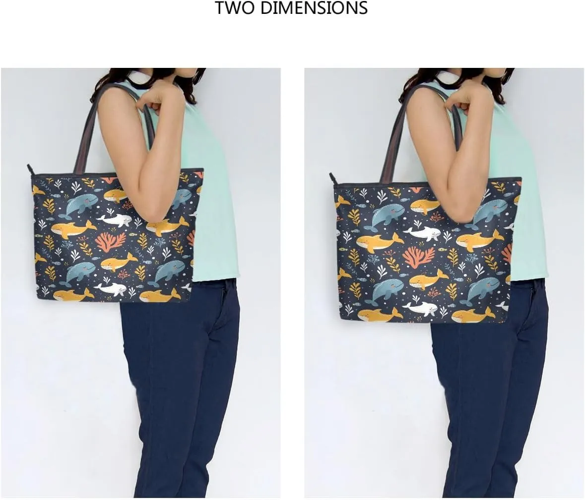 senya Seaweed Whale Cute Shoulder Bags Large Handle Ladies Handbag