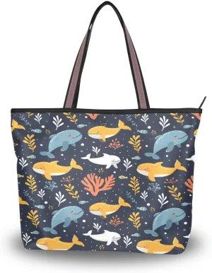senya Seaweed Whale Cute Shoulder Bags Large Handle Ladies Handbag