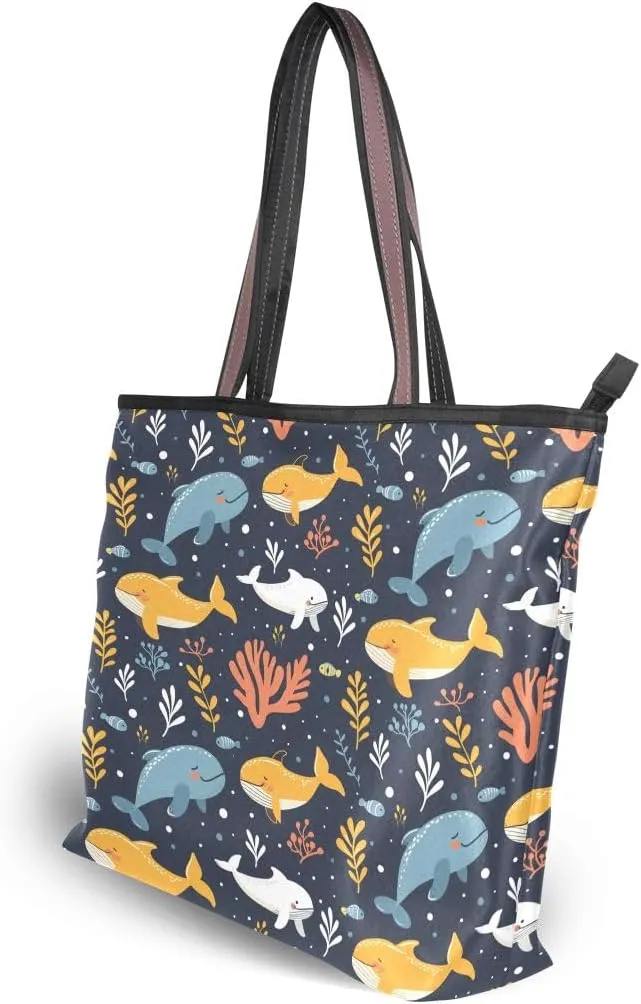 senya Seaweed Whale Cute Shoulder Bags Large Handle Ladies Handbag