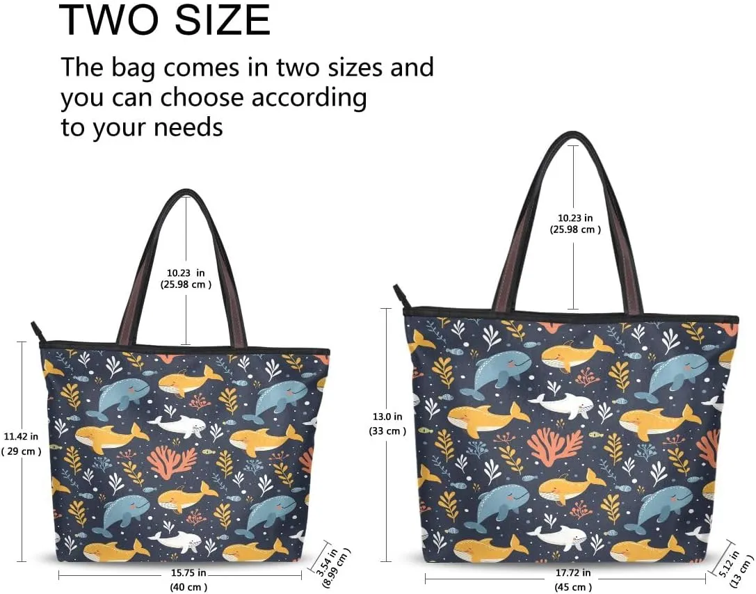 senya Seaweed Whale Cute Shoulder Bags Large Handle Ladies Handbag