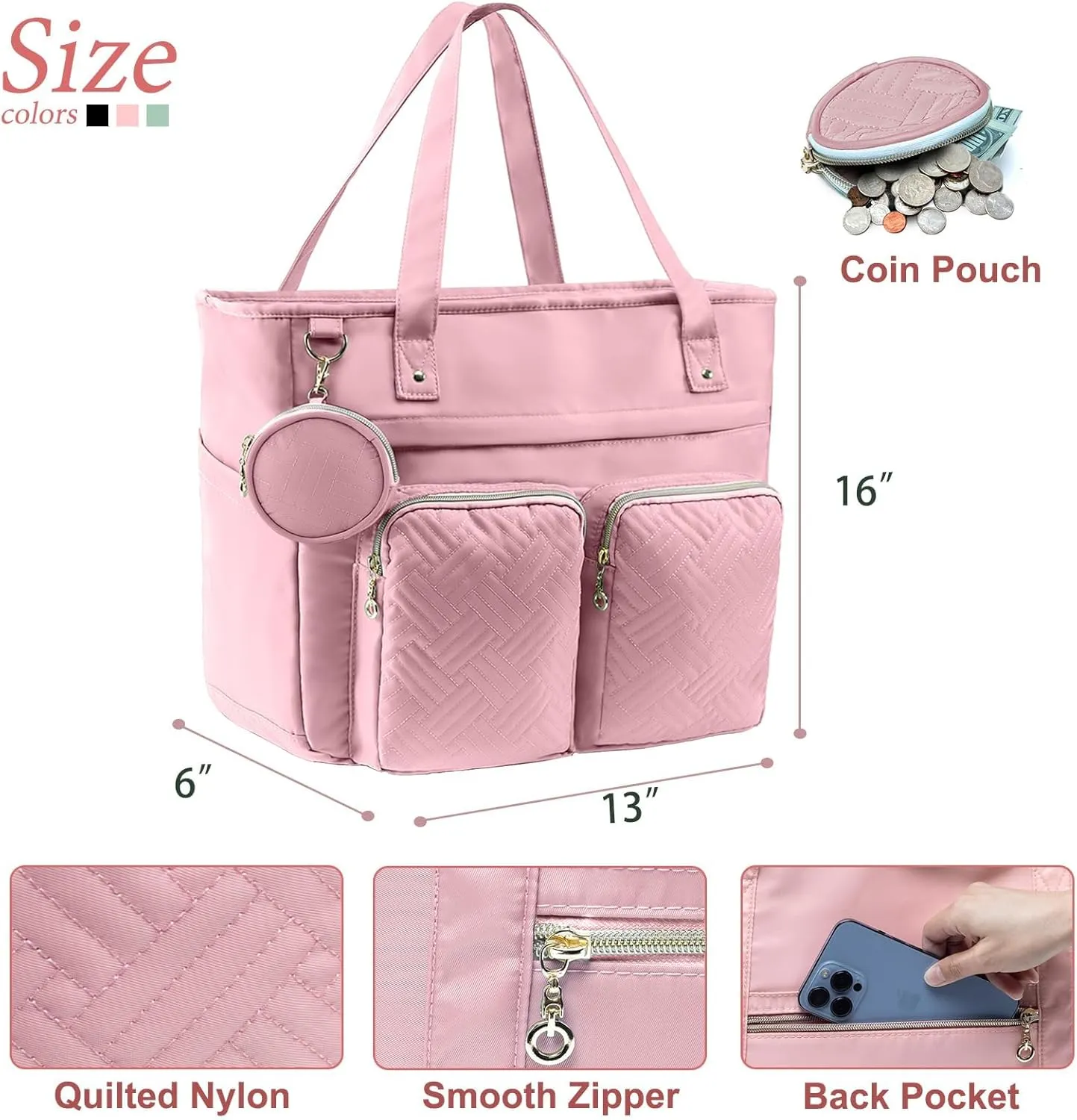 SFYBYHEART Teacher Tote Bags for Work Women, Large Teacher Bag with Laptop Compartment, Nursing Tote Bag, Utility Bag