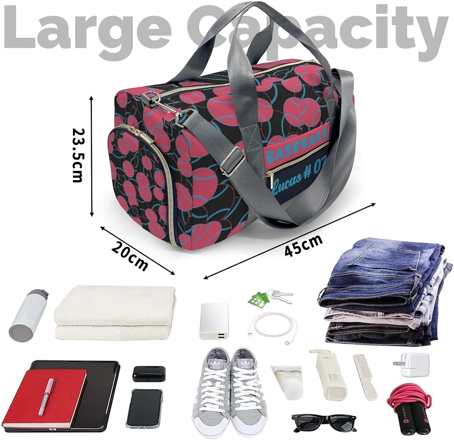 Shoe Bag Baseball Black Red Blue Travel Bags Duffel Bag Gym Dance Sport Perform Training for Teens Women Men
