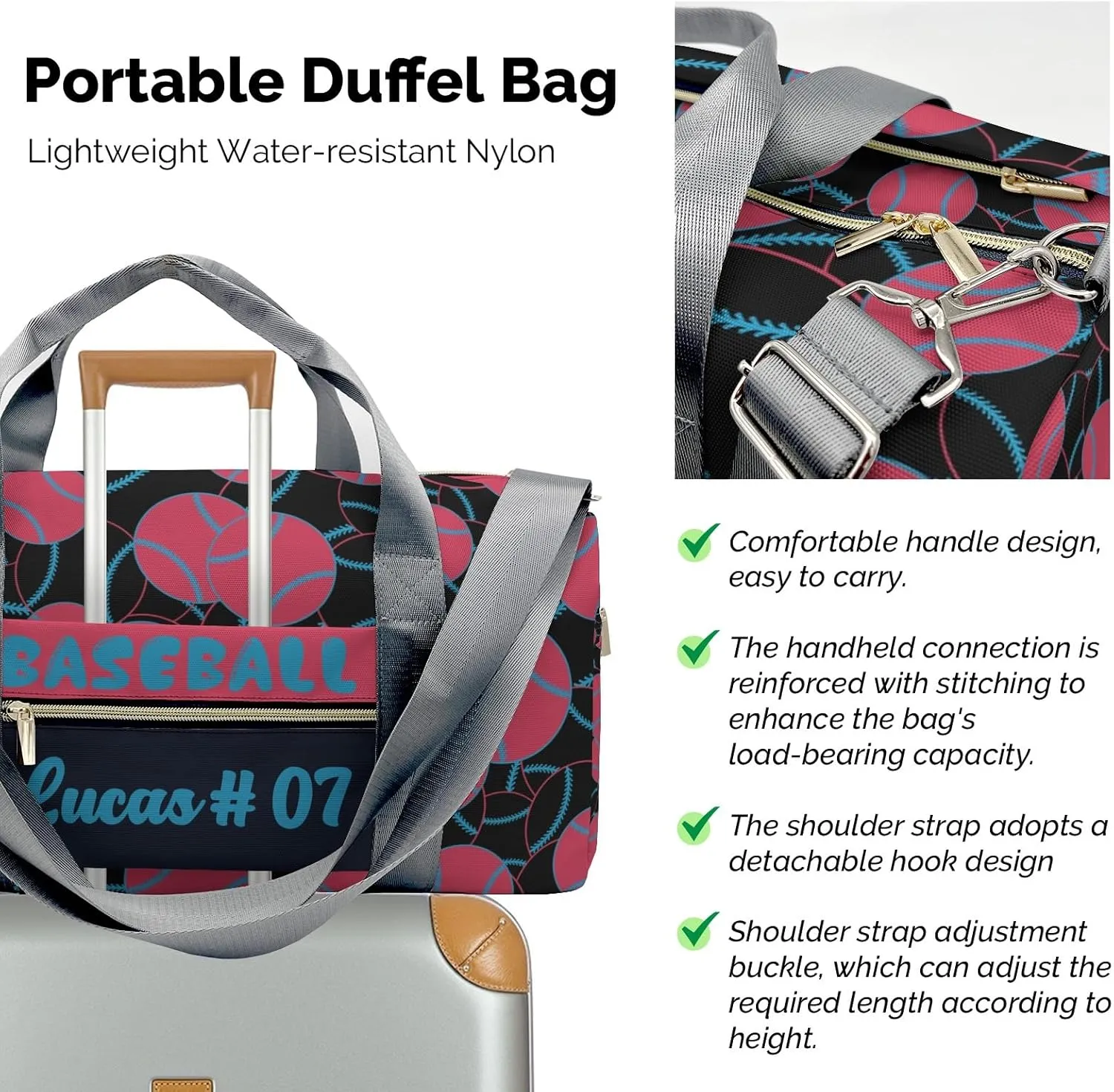 Shoe Bag Baseball Black Red Blue Travel Bags Duffel Bag Gym Dance Sport Perform Training for Teens Women Men