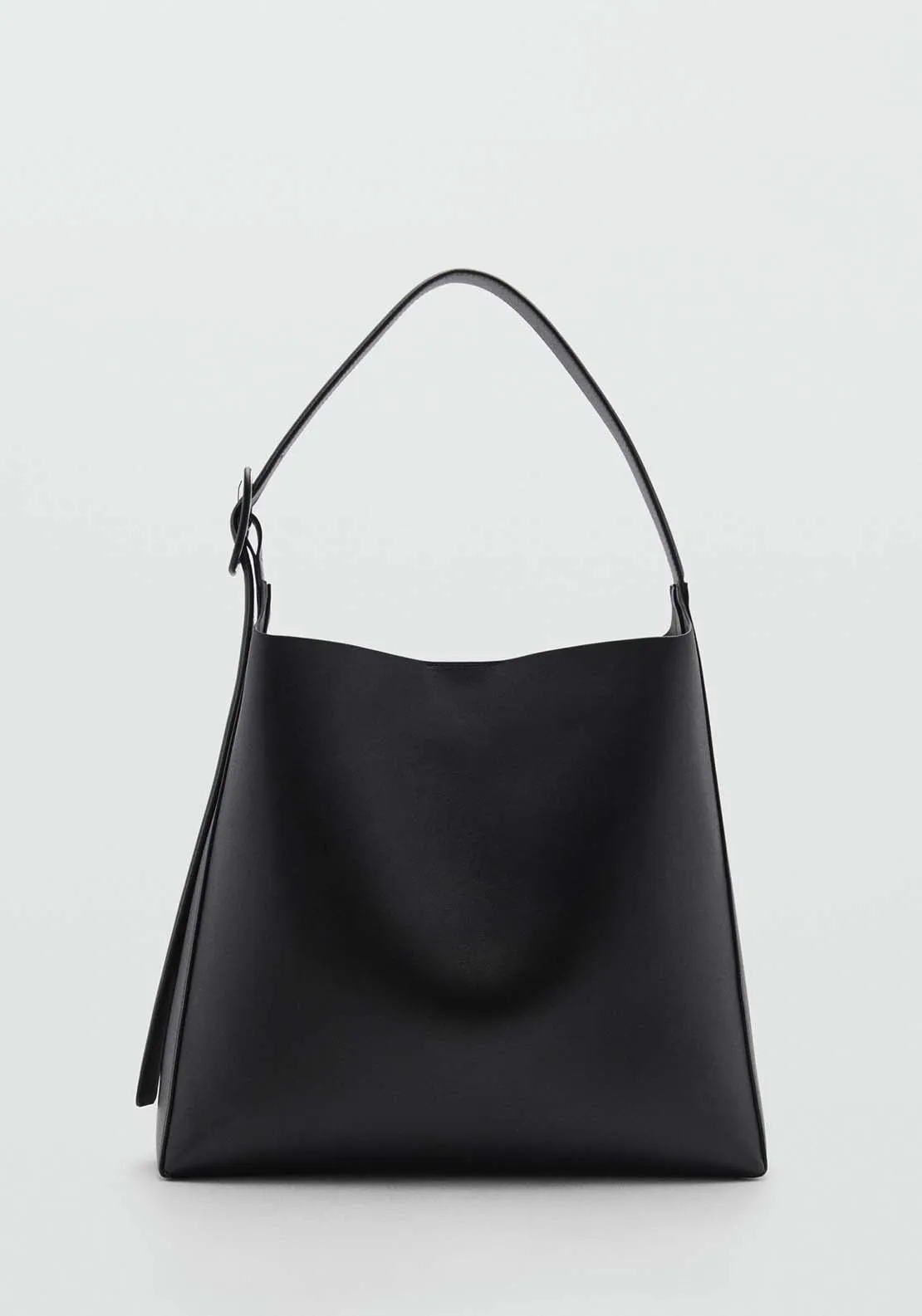 Shopper bag with buckle - Black