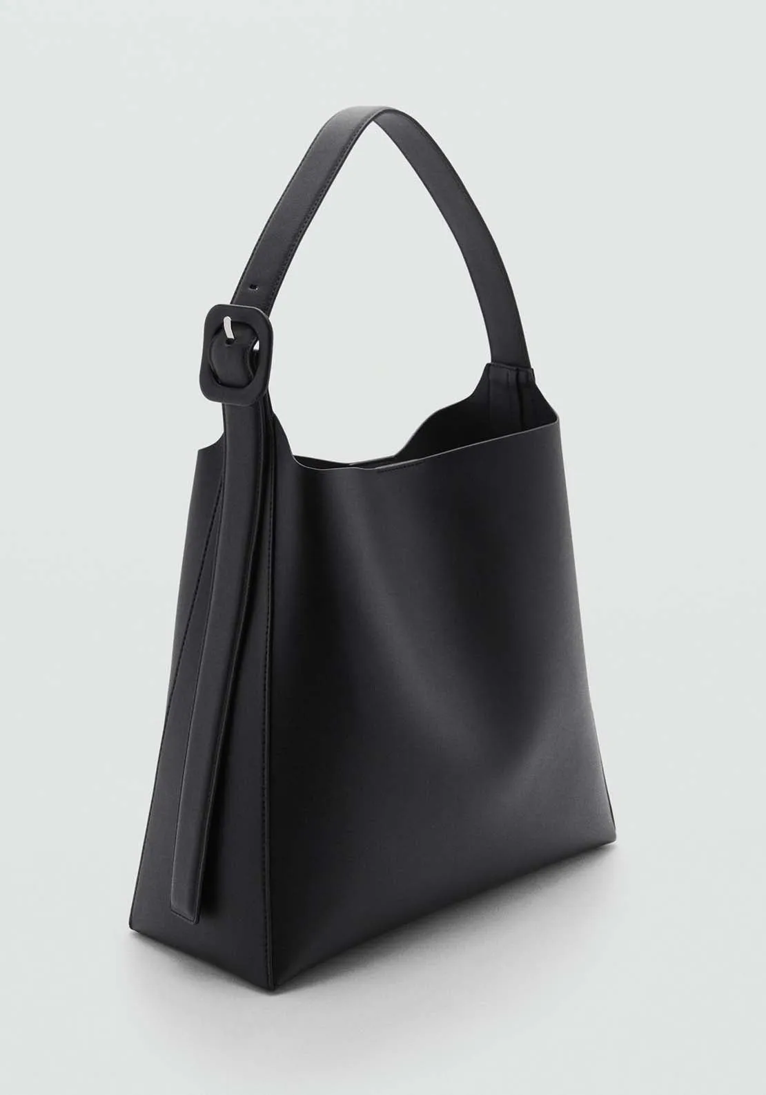 Shopper bag with buckle - Black
