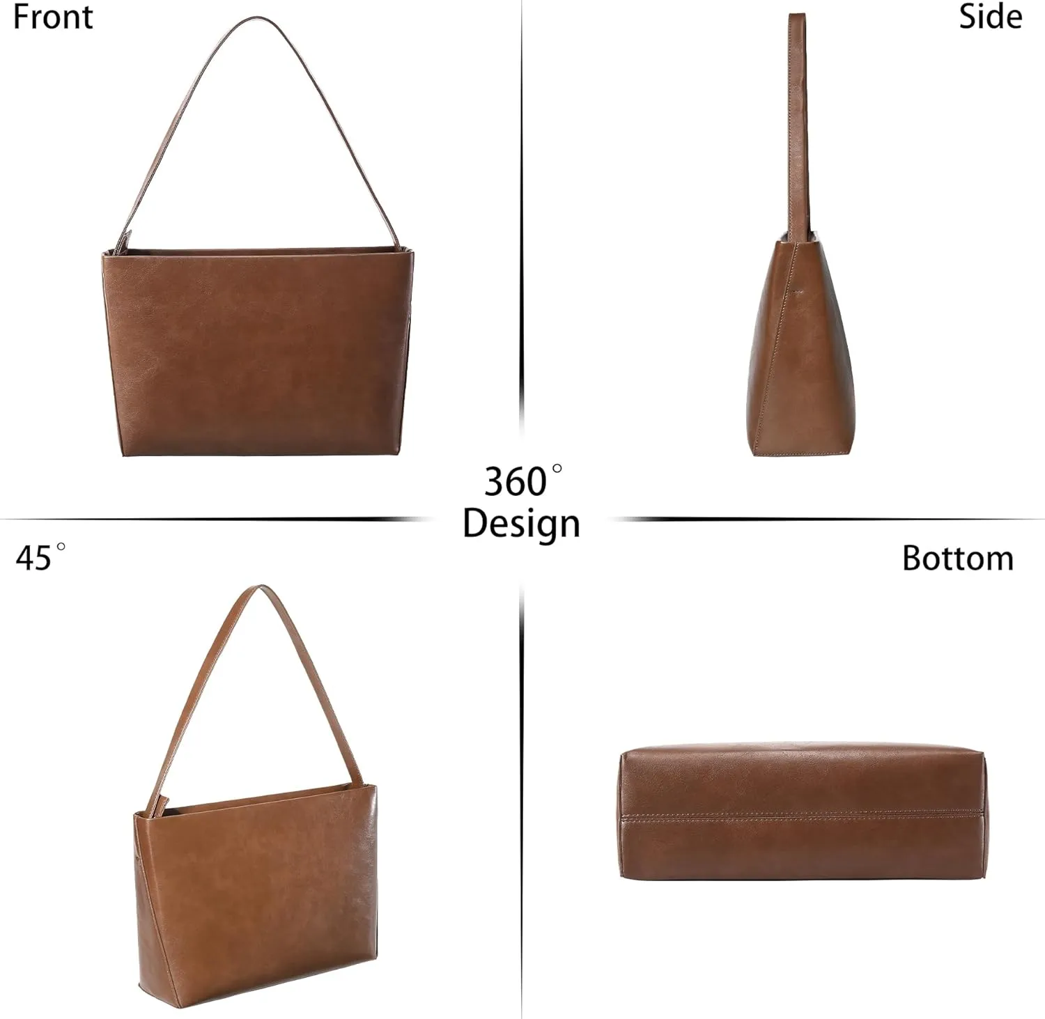 Shoulder Bags in Leather for Women Vintage Classic Elegance Zipped Medium Handbag Purse for All Occasions