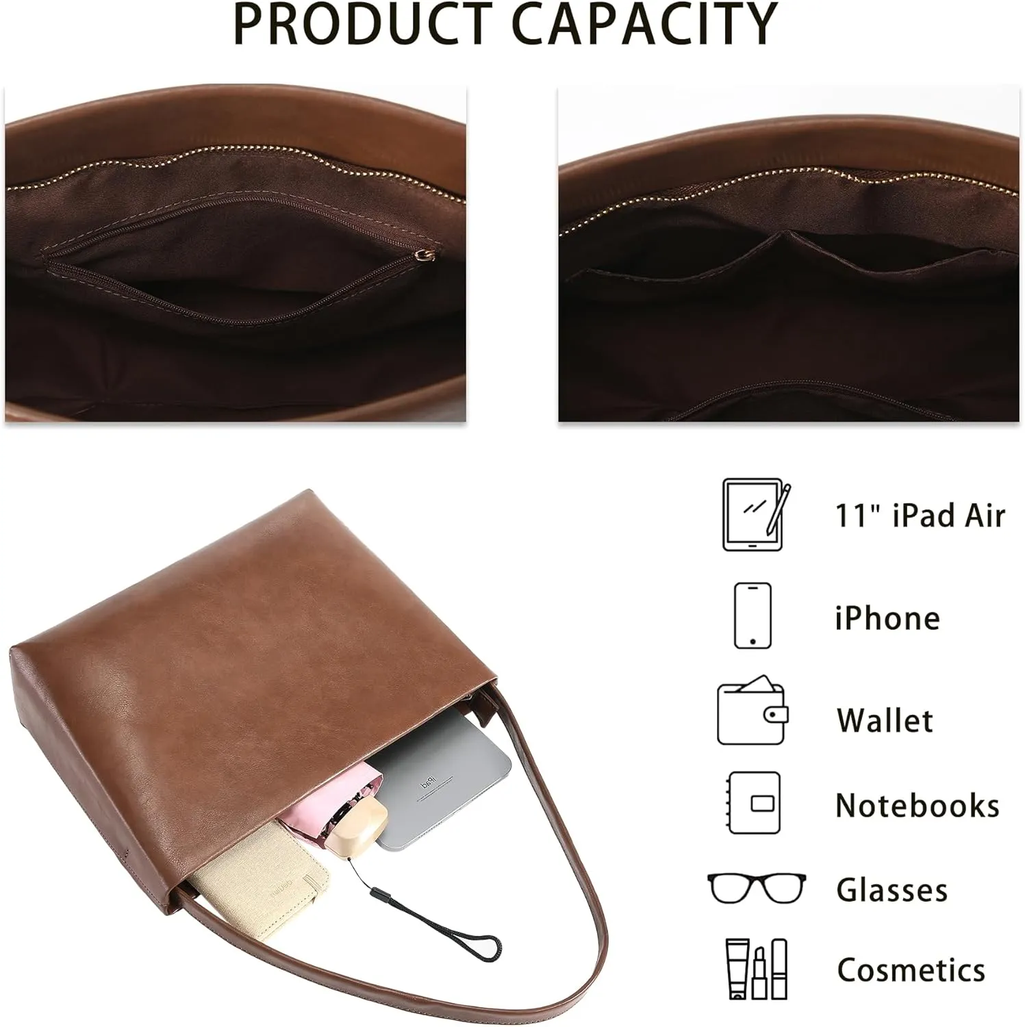 Shoulder Bags in Leather for Women Vintage Classic Elegance Zipped Medium Handbag Purse for All Occasions