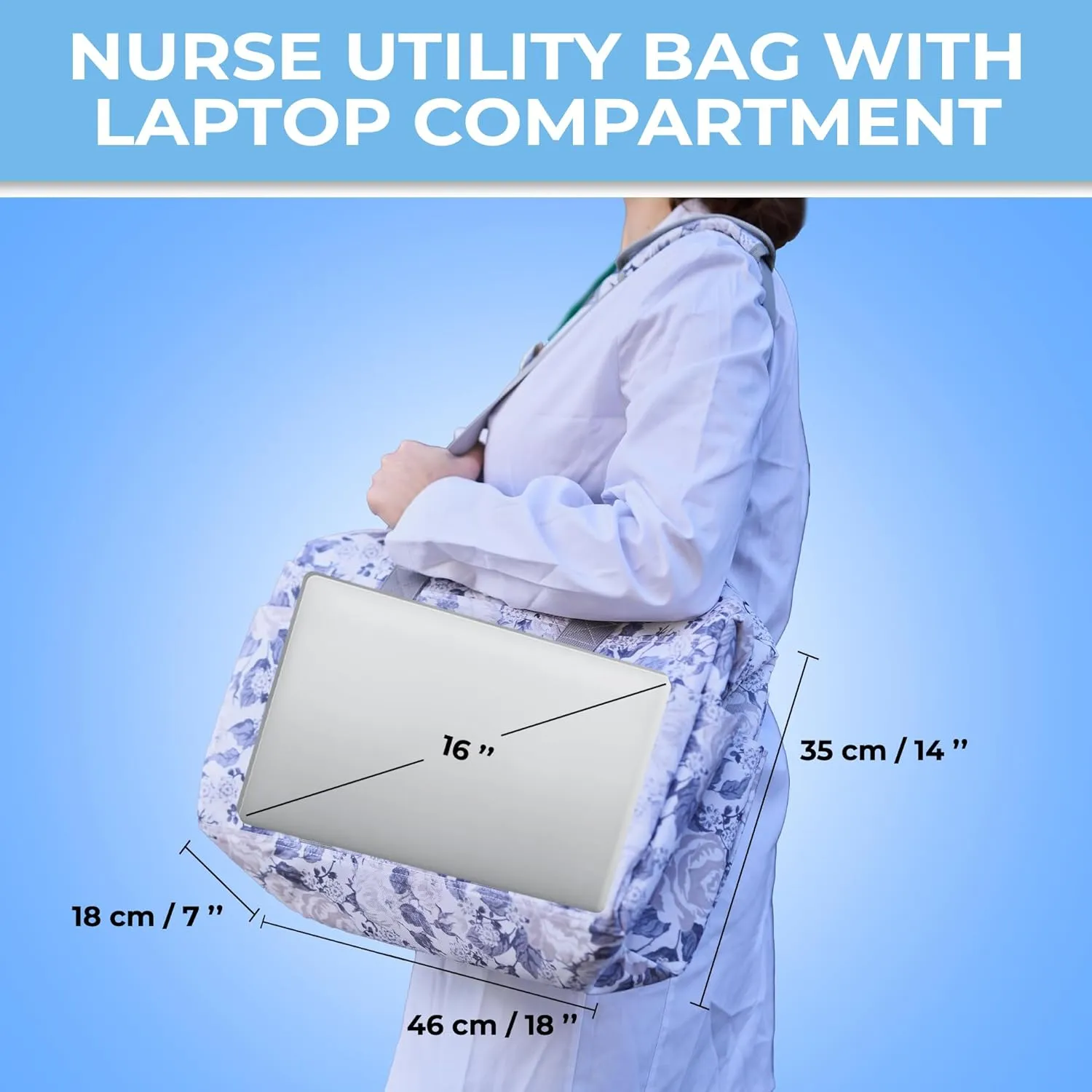 SHYLERO Nurse Bag with 21 Pockets - Big, Waterproof Medical Utility Tote for Daily Use