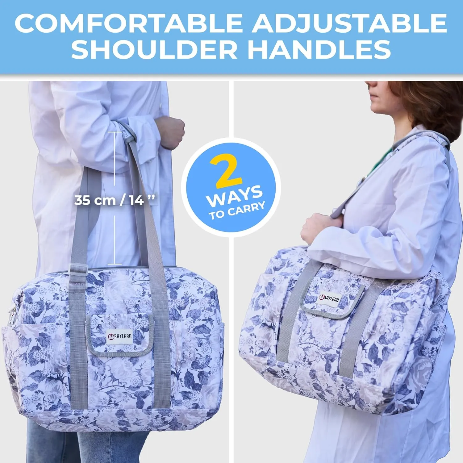SHYLERO Nurse Bag with 21 Pockets - Big, Waterproof Medical Utility Tote for Daily Use