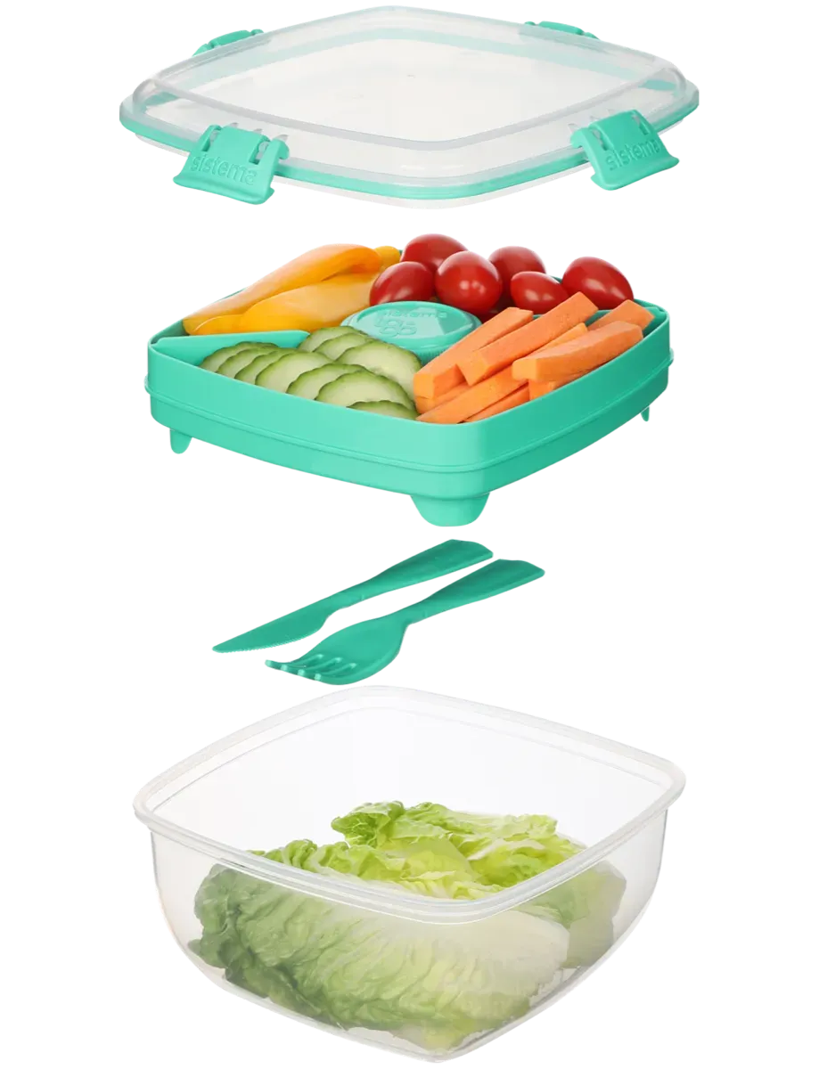 Sistema Salad To Go Food Container., 1.1 Liter - Available in Several Colors