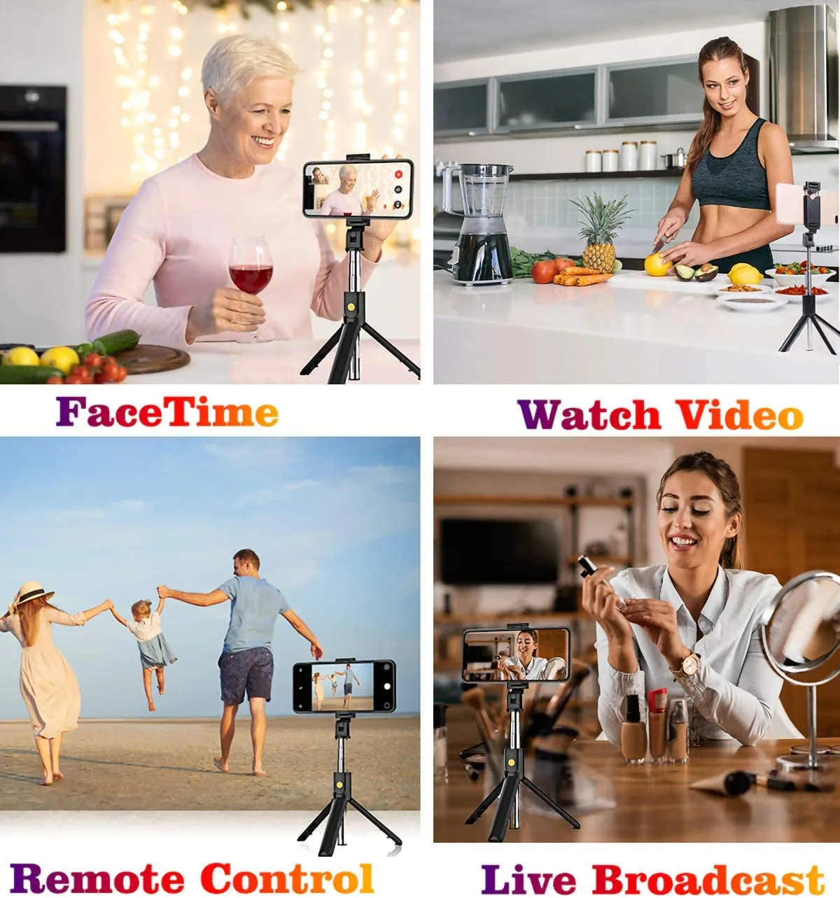 SKONYON Selfie Stick Tripod Remote Shutter TripodMini Extendable Aluminum Cell Phone Stand 270 Rotation Portable Tripod
