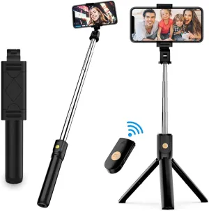 SKONYON Selfie Stick Tripod Remote Shutter TripodMini Extendable Aluminum Cell Phone Stand 270 Rotation Portable Tripod
