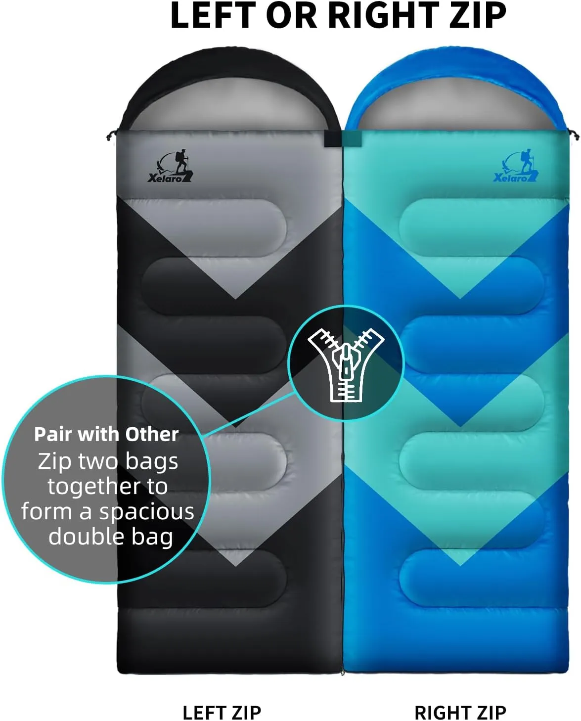 Sleeping Bag for Adults, Girls, Boys - 3 Season Warm & Cool Weather Lightweight Waterproof Camping Bag for Hiking, Outdoor Travel