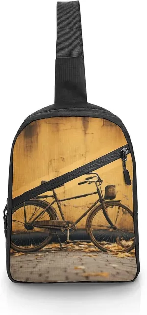 Sling Backpack Crossbody for Man Woman Old Rusty Vintage Bicycle Cross Body Adjustable Chest Bag