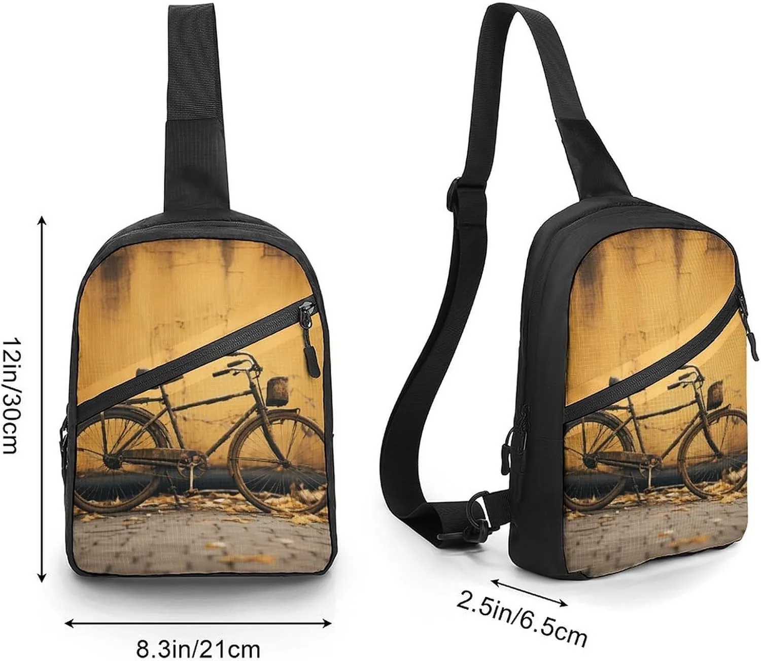 Sling Backpack Crossbody for Man Woman Old Rusty Vintage Bicycle Cross Body Adjustable Chest Bag