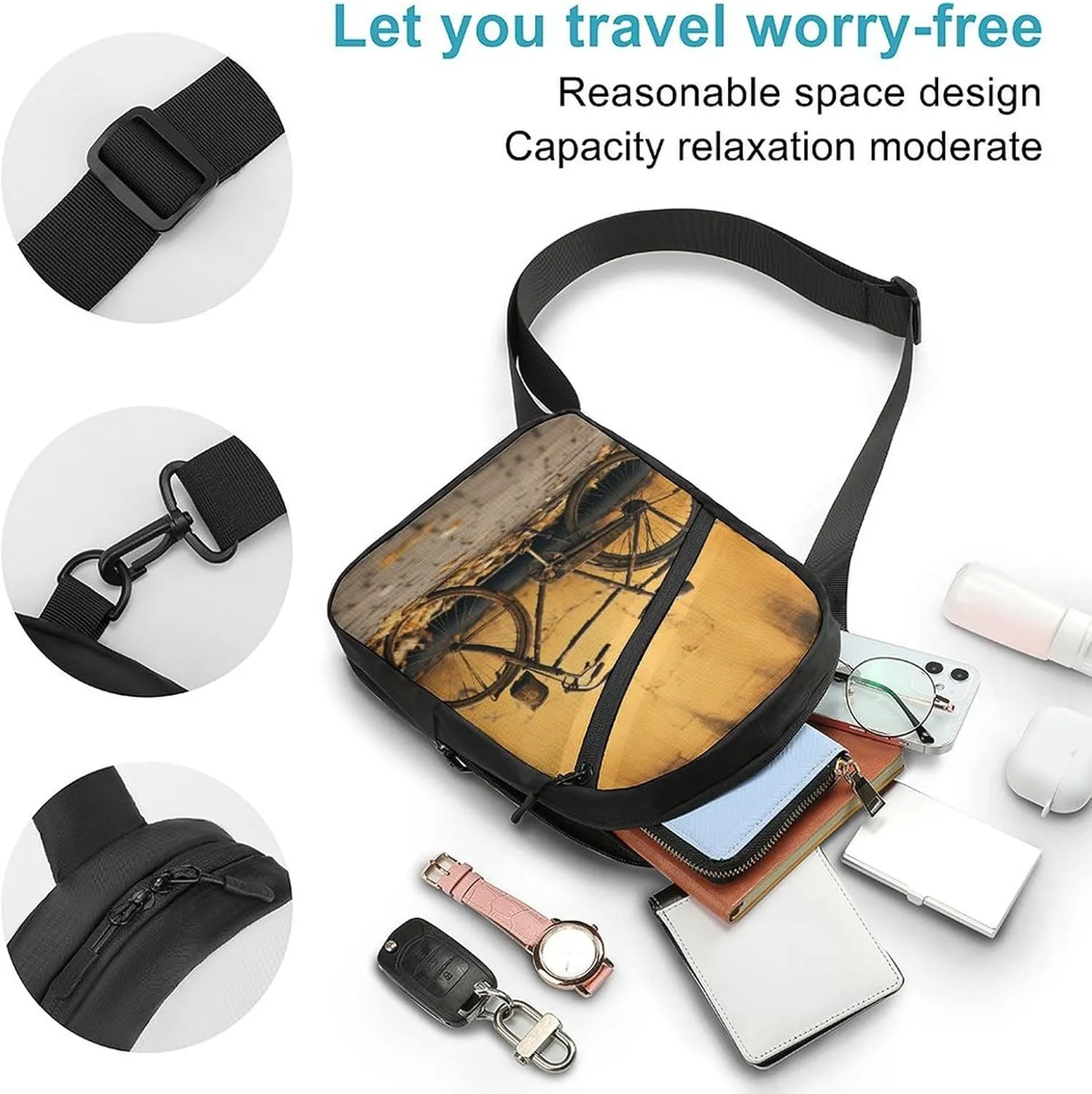 Sling Backpack Crossbody for Man Woman Old Rusty Vintage Bicycle Cross Body Adjustable Chest Bag