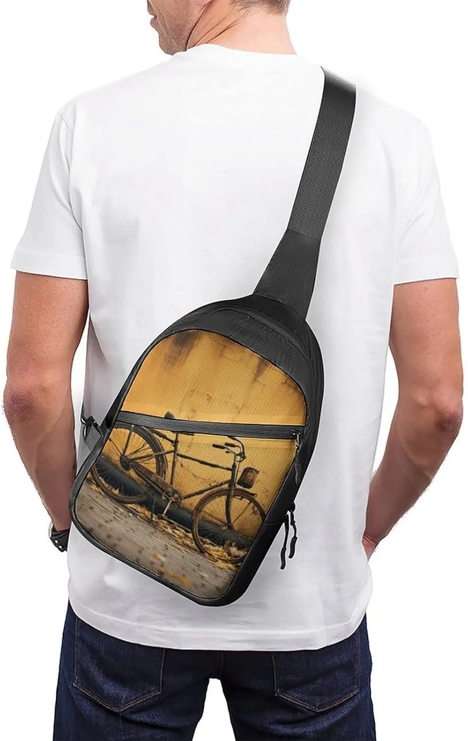 Sling Backpack Crossbody for Man Woman Old Rusty Vintage Bicycle Cross Body Adjustable Chest Bag