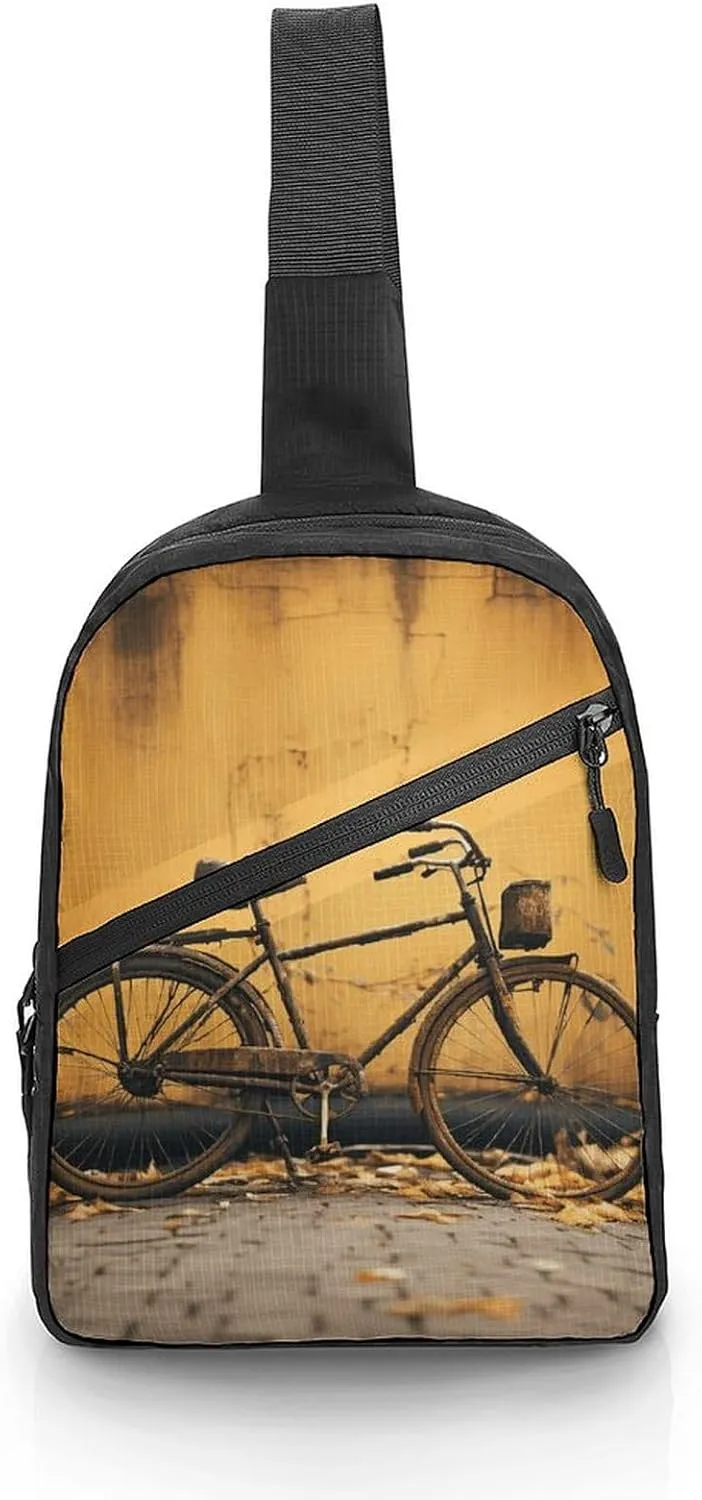 Sling Backpack Crossbody for Man Woman Old Rusty Vintage Bicycle Cross Body Adjustable Chest Bag