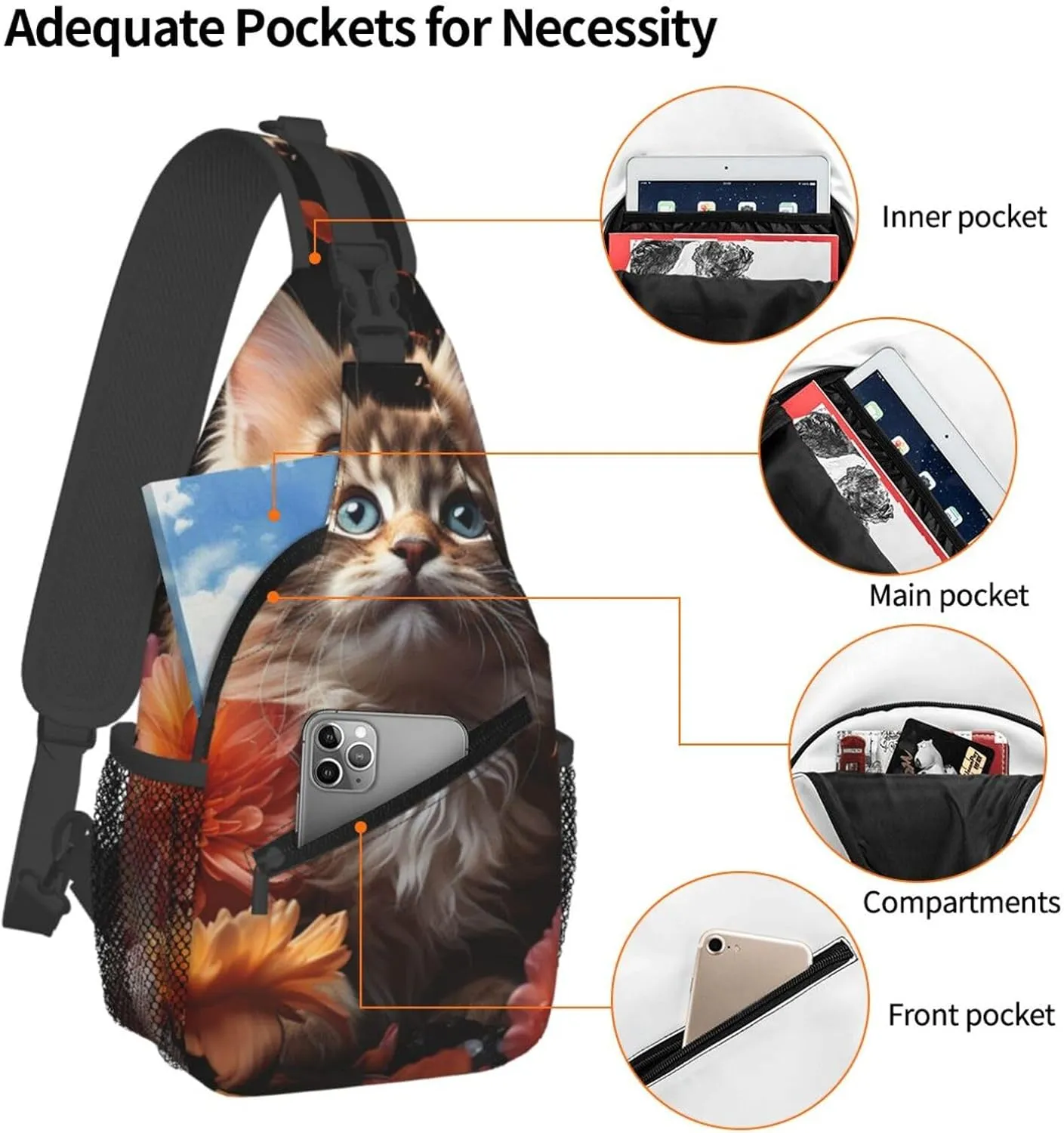Sling Bag for Women Men Crossbody Bag Sling Backpack Lovely snail Cross Body Bag Adjustable Chest Bag