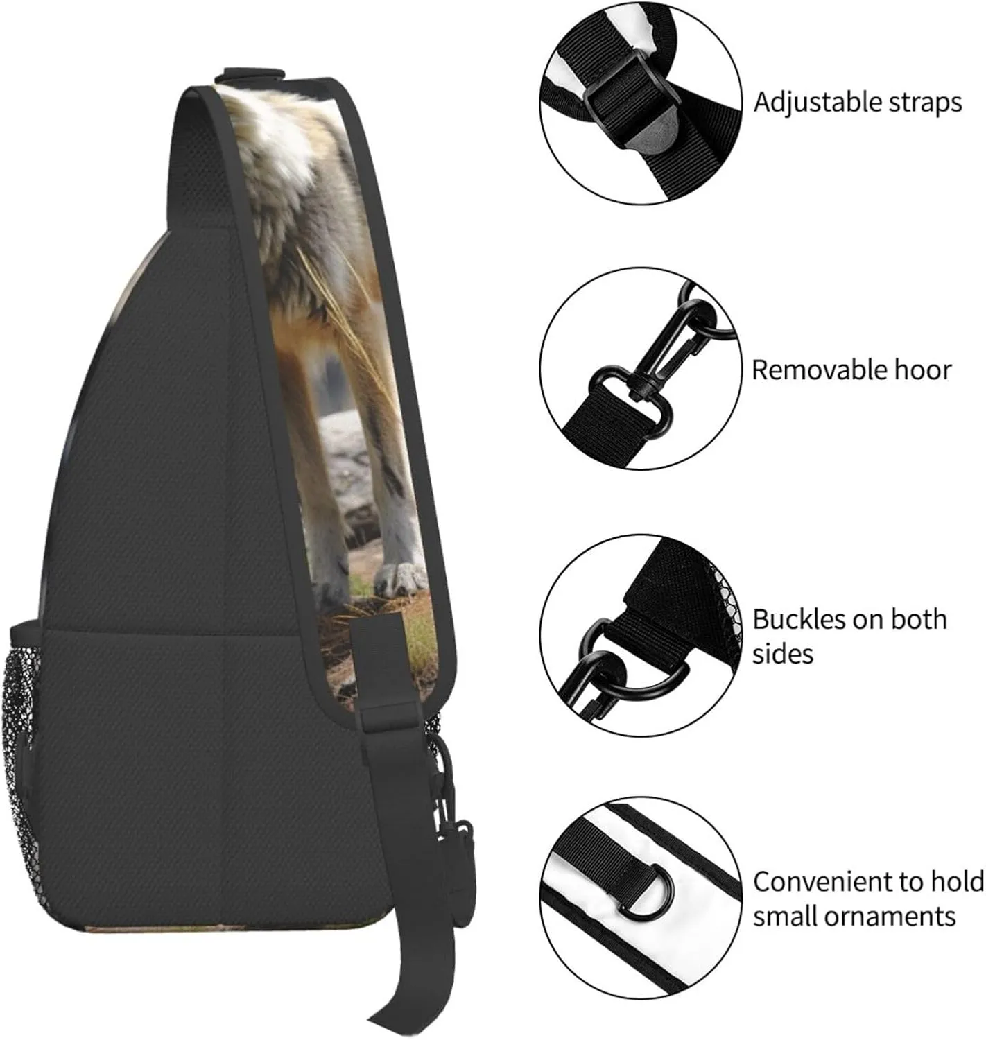 Sling Bag for Women Men Crossbody Bag Sling Backpack Wildlife Wolf Cross Body Bag Adjustable Chest Bag