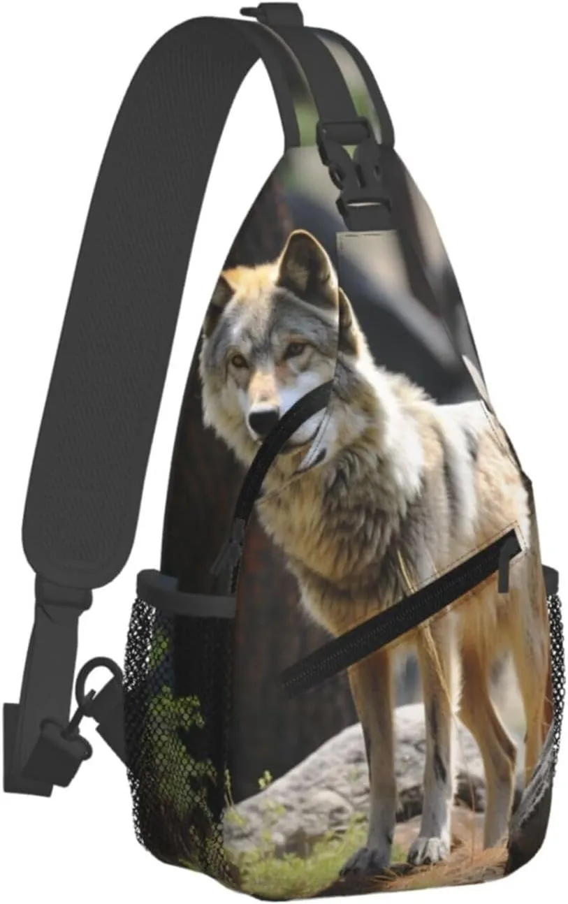Sling Bag for Women Men Crossbody Bag Sling Backpack Wildlife Wolf Cross Body Bag Adjustable Chest Bag